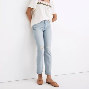 The High-Rise Slim Crop Boyjean in Dumas Wash: Ripped Edition